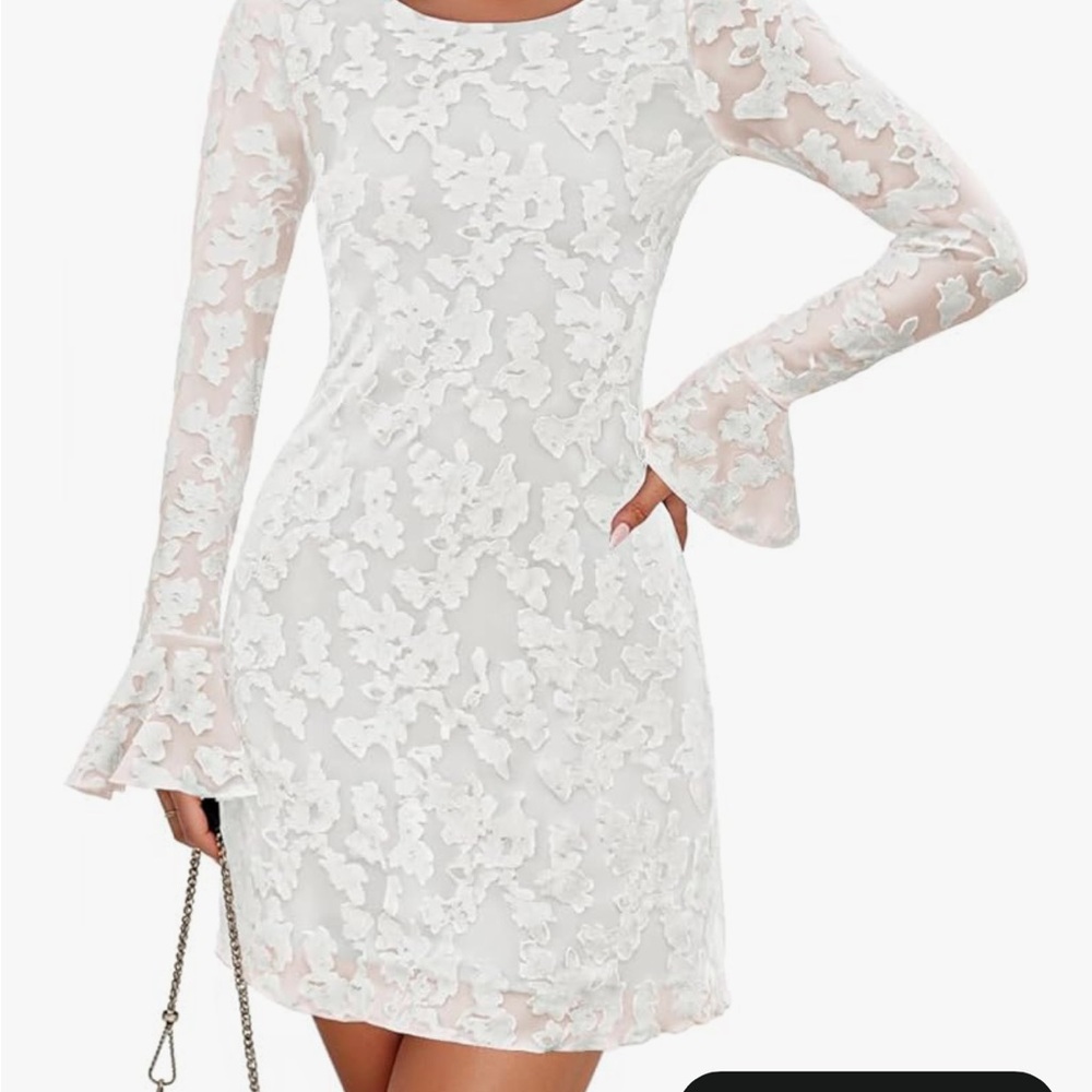 Elegant Long Sleeve White Dress